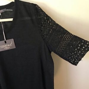 NWT sheer top with crochet sleeves